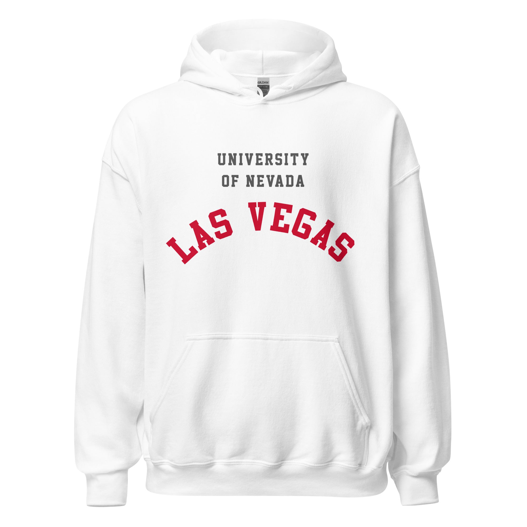 Unisex hoodie featuring UNLV name and branding in scarlet and grey