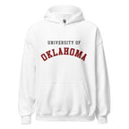 Unisex hoodie featuring University of Oklahoma name and branding in crimson and cream