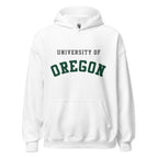 Unisex hoodie featuring University of Oregon name and branding in green and yellow