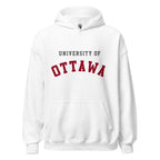 Unisex hoodie featuring University of Ottawa name and branding in garnet and grey