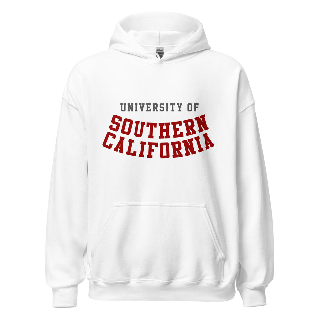 Unisex hoodie featuring University of Southern California name and branding in cardinal and gold
