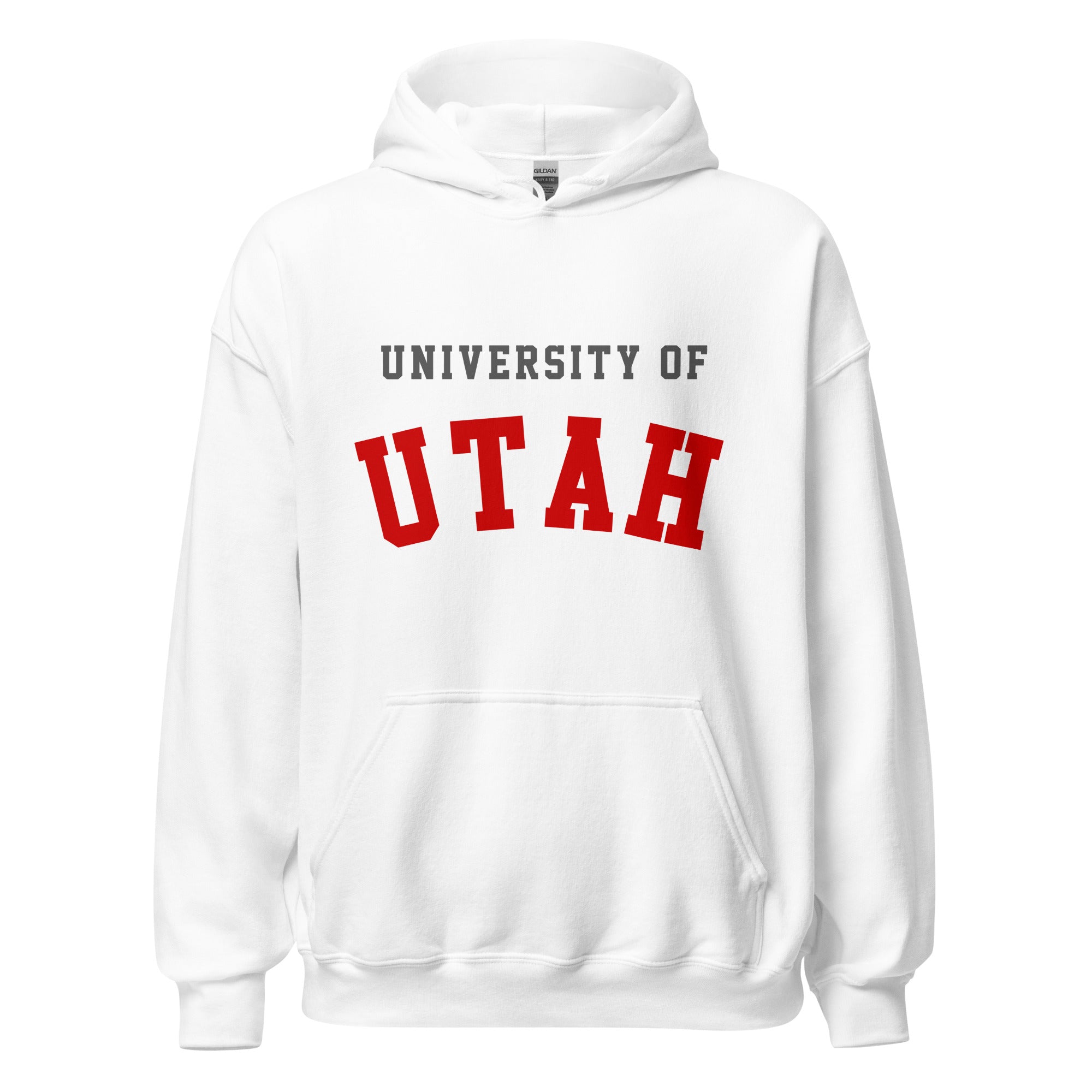 Unisex hoodie featuring University of Utah name and branding in crimson and white