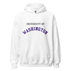 Unisex hoodie featuring University of Washington name and branding in purple and gold