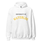 Unisex hoodie featuring University of Waterloo name and branding in black and gold