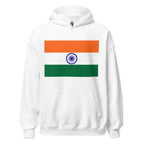 Unisex navy blue hoodie featuring Indian flag design printed across the front chest