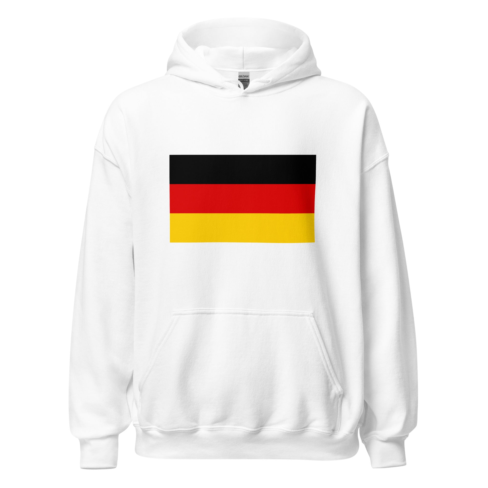 Unisex navy blue hoodie featuring German flag design printed across the front chest