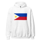 Unisex navy blue hoodie featuring Philippine flag design printed across the front chest