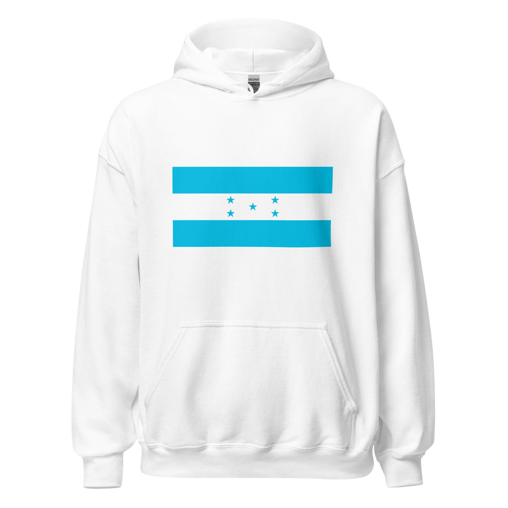 Unisex navy blue hoodie featuring Honduran flag design printed across the front chest