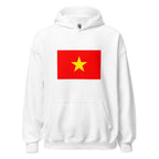 Unisex navy blue hoodie featuring Vietnamese flag design printed across the front chest
