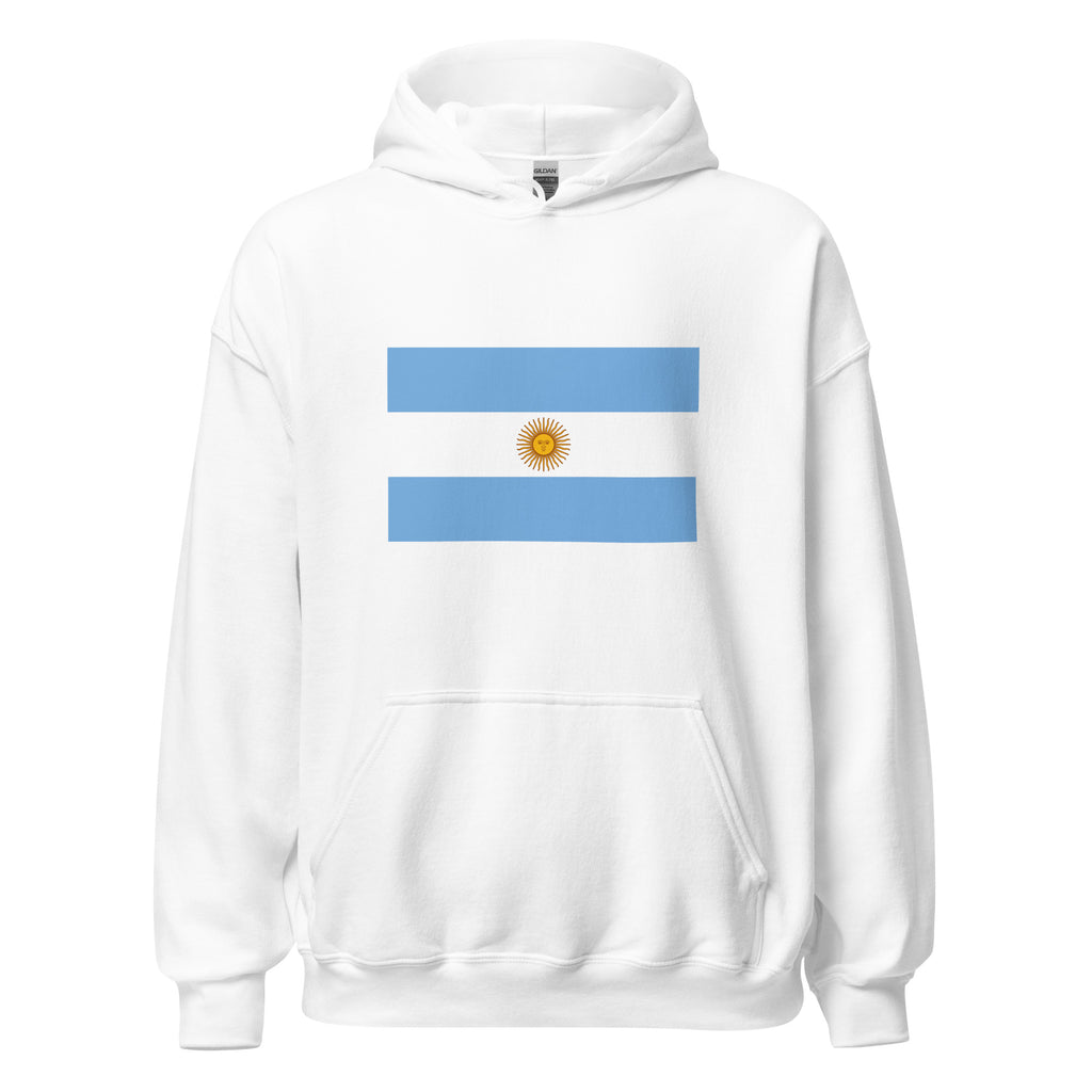 Unisex black hoodie featuring Argentine flag design printed across the front chest