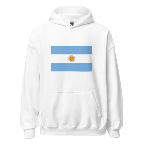 Unisex black hoodie featuring Argentine flag design printed across the front chest