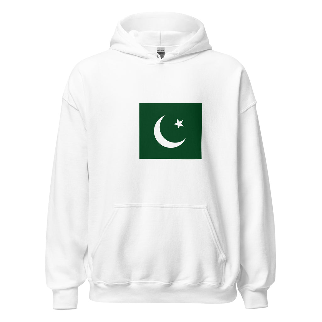 Unisex navy blue hoodie featuring Pakistani flag design printed across the front chest