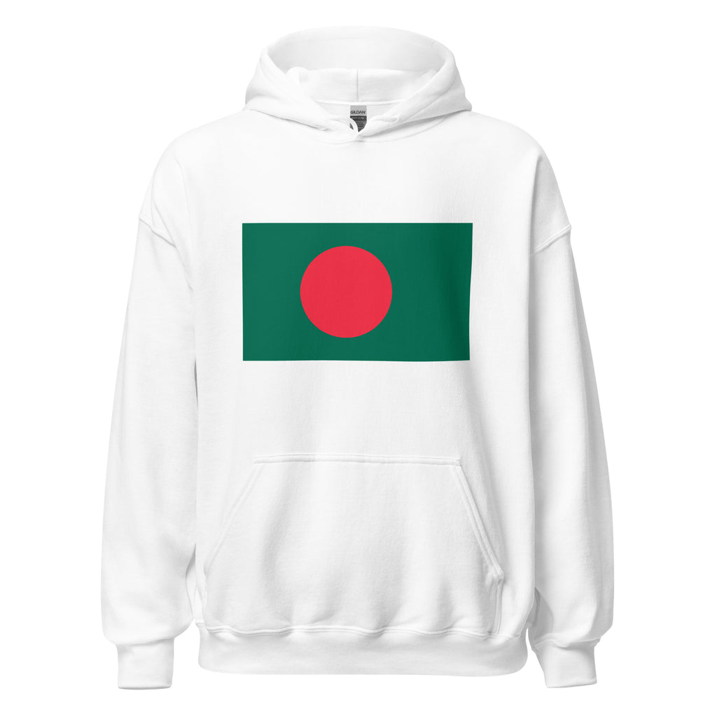 Unisex navy blue hoodie featuring Bangladeshi flag design printed across the front chest