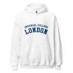 Unisex navy blue hoodie featuring Imperial College London logo printed across the front chest
