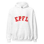 Unisex heather gray hoodie featuring EPFL logo printed across the front chest