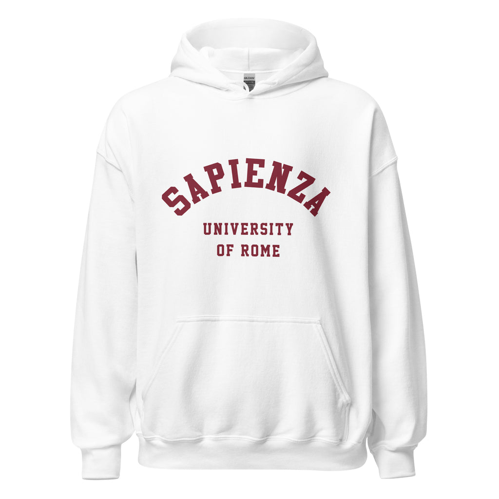 Unisex heather gray hoodie featuring Sapienza University of Rome logo printed across the front chest