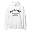 Unisex heather gray hoodie featuring California Polytechnic State University logo printed across the front chest