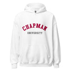 Unisex heather gray hoodie featuring Chapman University logo printed across the front chest
