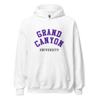 Unisex heather gray hoodie featuring Grand Canyon University logo printed across the front chest