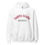 Unisex heather gray hoodie featuring Santa Clara University logo printed across the front chest