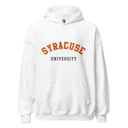 Unisex heather gray hoodie featuring Syracuse University logo printed across the front chest