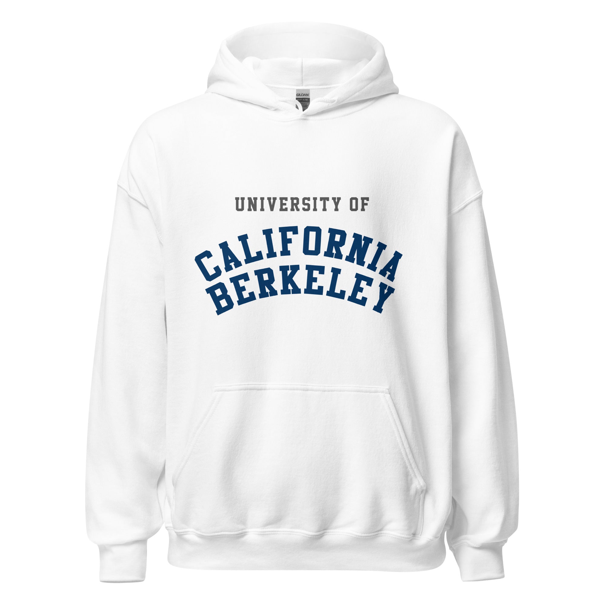 Unisex heather gray hoodie featuring UC Berkeley logo printed across the front chest