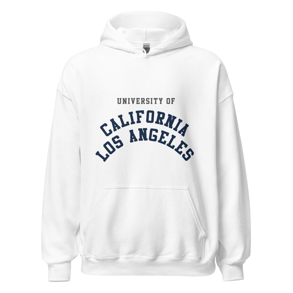 Unisex heather gray hoodie featuring UCLA logo printed across the front chest