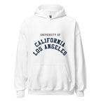 Unisex heather gray hoodie featuring UCLA logo printed across the front chest