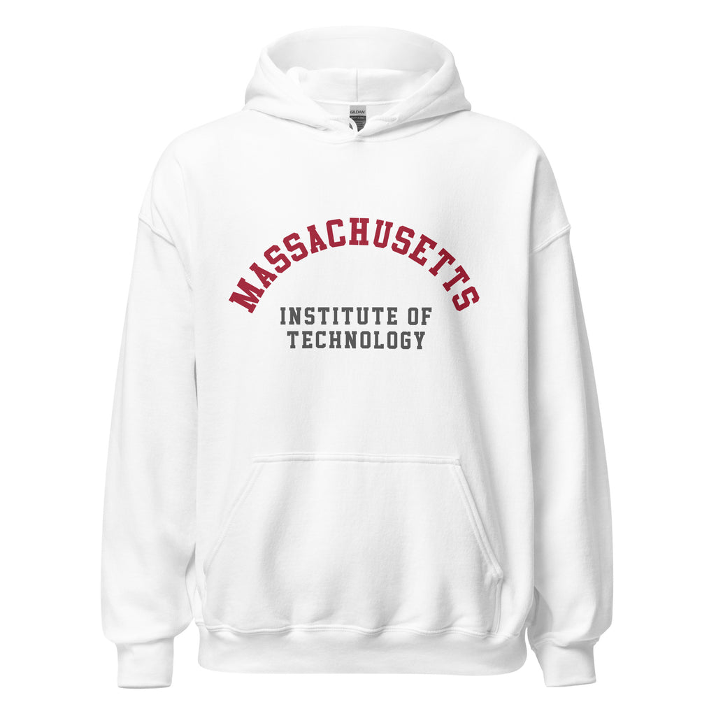 Unisex heather gray hoodie featuring MIT logo printed across the front chest