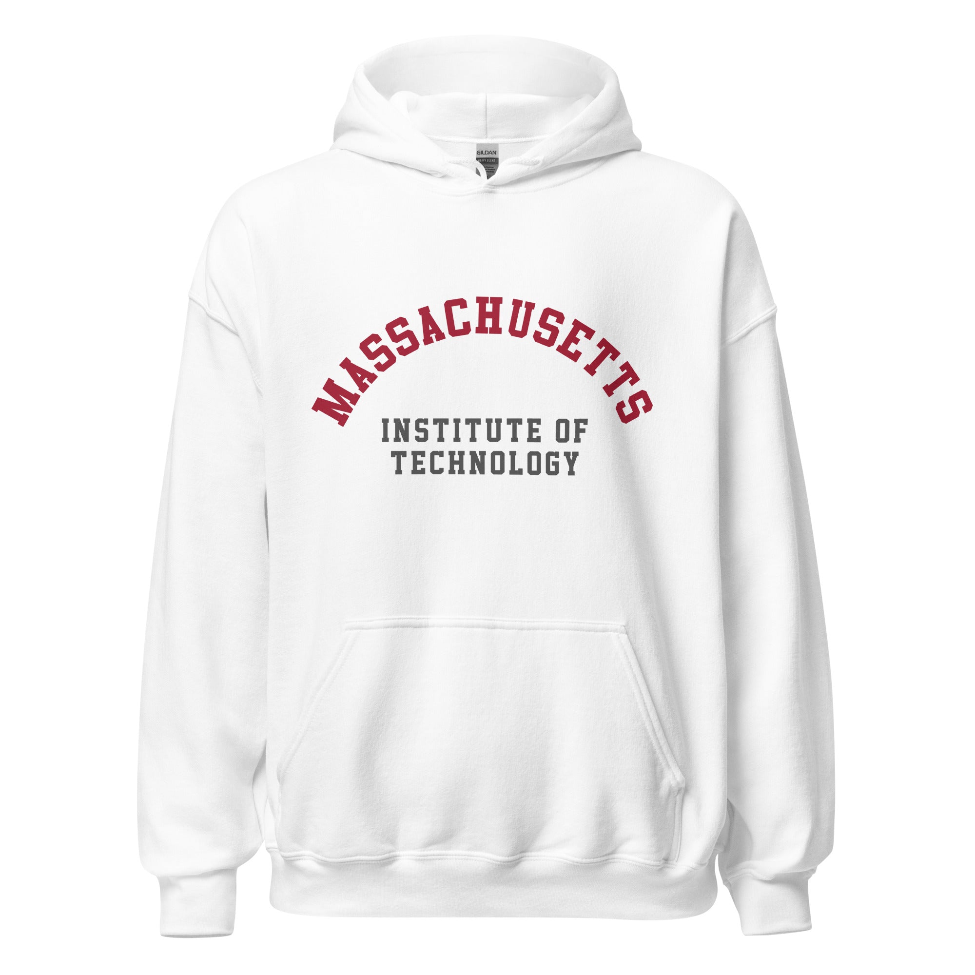Unisex heather gray hoodie featuring MIT logo printed across the front chest