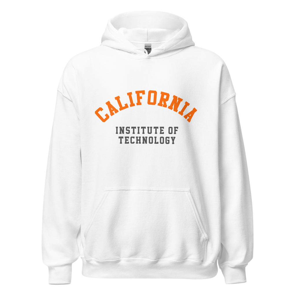 Unisex heather gray hoodie featuring Caltech logo printed across the front chest