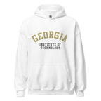 Unisex heather gray hoodie featuring Georgia Tech logo printed across the front chest