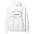 Unisex black hoodie featuring West Point logo printed across the front chest