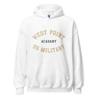 Unisex black hoodie featuring West Point logo printed across the front chest