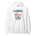 Unisex black hoodie featuring Cannes Film Festival event graphic printed across the front chest