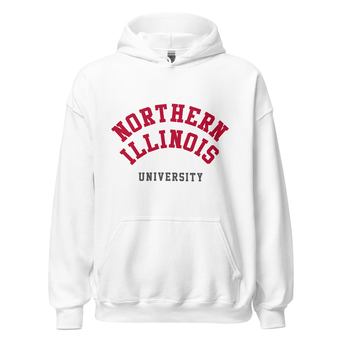 Northern Illinois University Unisex Hoodie, shown in White, front view, sizes S–5XL