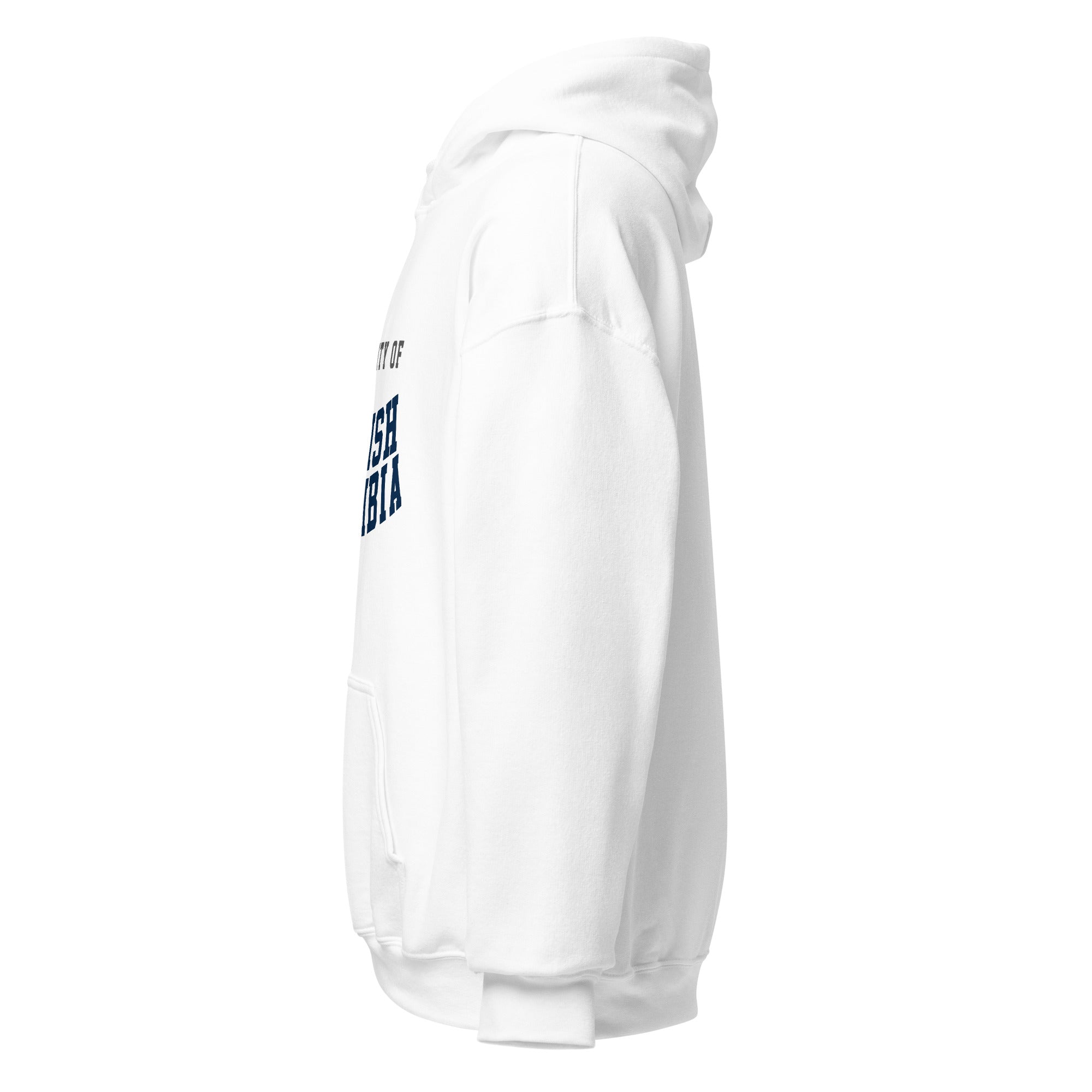 Unisex hoodie featuring University of British Columbia name and branding in blue and gold