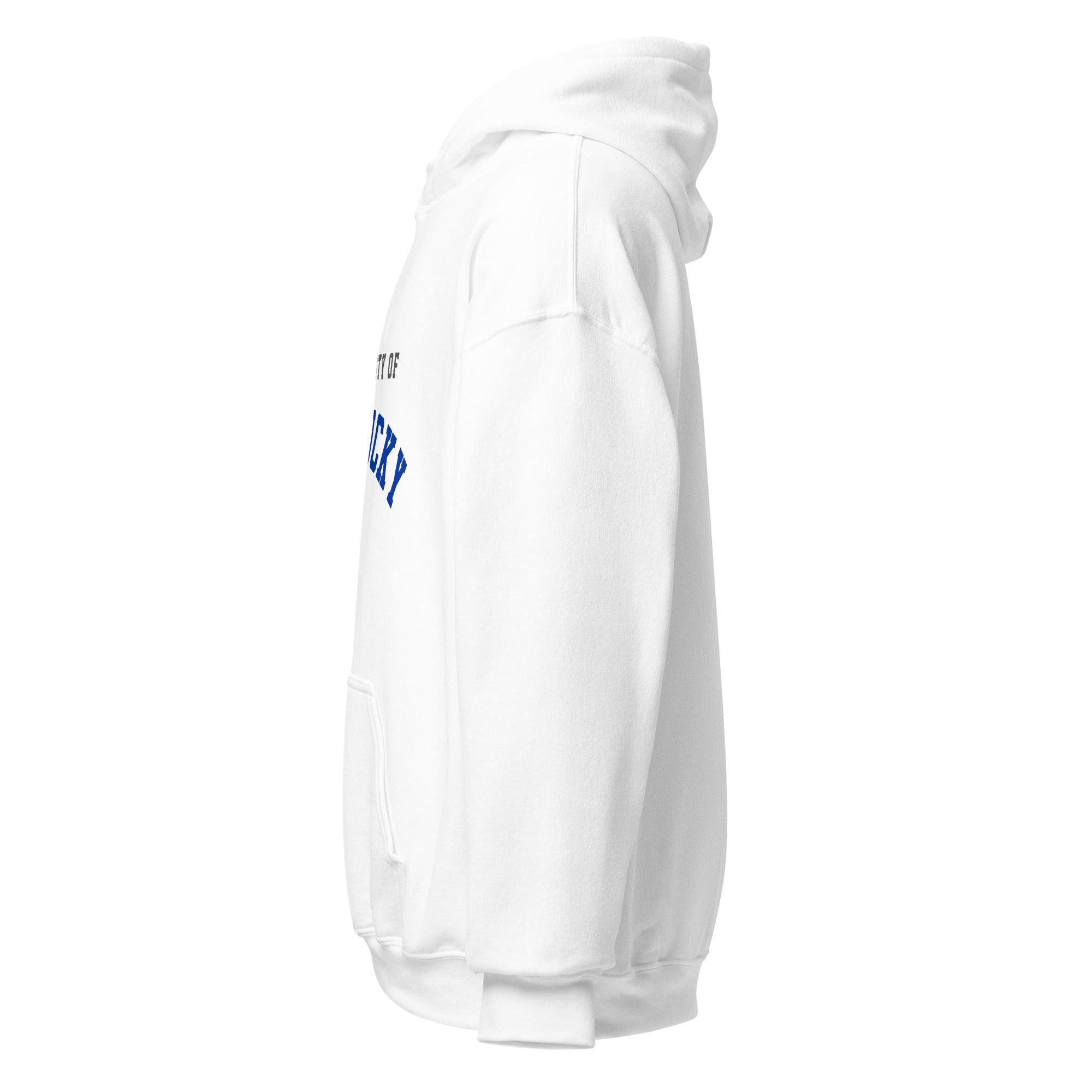 Unisex hoodie featuring University of Kentucky name and branding in blue and white