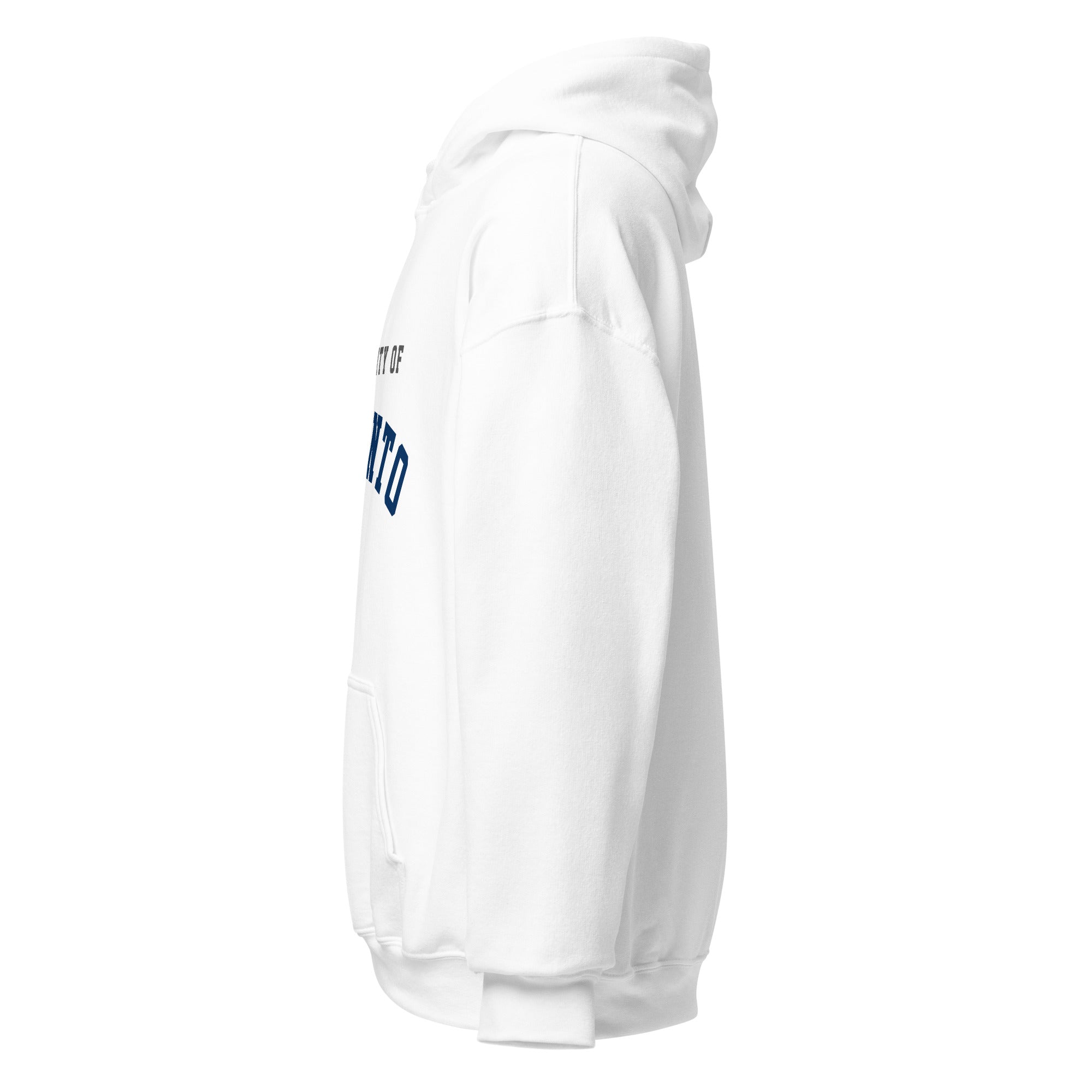 Unisex hoodie featuring University of Toronto name and branding in blue and white