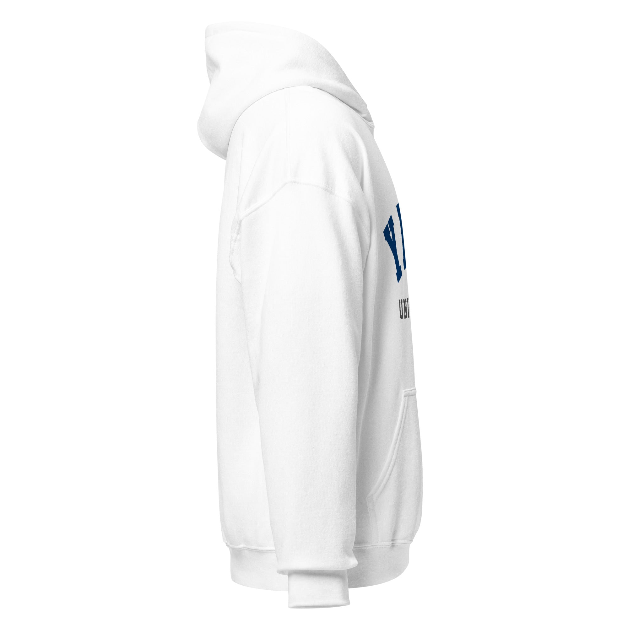 Unisex royal blue hoodie featuring Yale University logo printed across the front chest